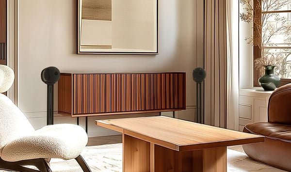 Ghép đôi stereo loa Devialet Phantom 98dB trong phòng khách