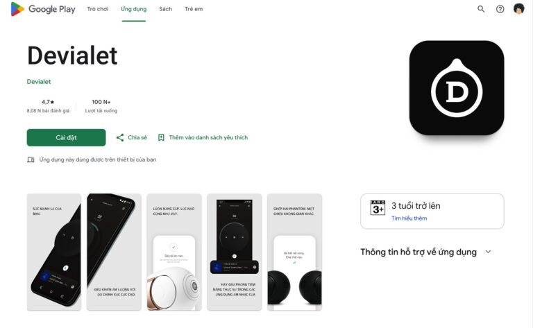 Ứng dụng Devialet trên Google Play - đánh giá 4.7 sao, hơn 100 nghìn lượt tải